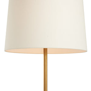 Chelsea House Lambeth Travertine Floor Lamp By Jamie Merida — Slim Antique Brass Body, Neutral Shade, Luxe Ambient Light 70313