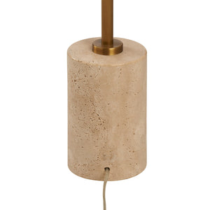Chelsea House Lambeth Travertine Floor Lamp By Jamie Merida — Slim Antique Brass Body, Neutral Shade, Luxe Ambient Light 70313