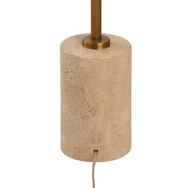 Chelsea House Lambeth Travertine Floor Lamp By Jamie Merida — Slim Antique Brass Body, Neutral Shade, Luxe Ambient Light 70313
