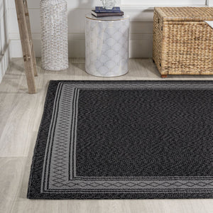 HomeRoots 8' X 10' Black and Gray Geometric Area Rug - Stylish Indoor/Outdoor Rug for Modern Spaces & Durability 703132