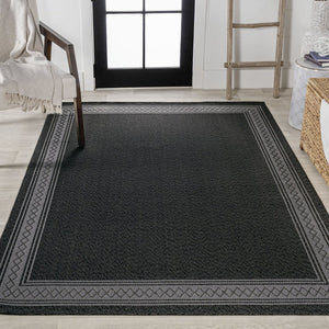 HomeRoots 8' X 10' Black and Gray Geometric Area Rug - Stylish Indoor/Outdoor Rug for Modern Spaces & Durability 703132