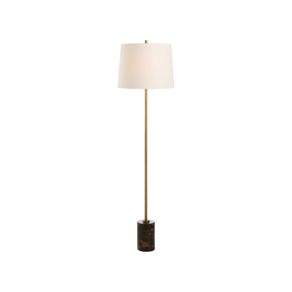Chelsea House Lambeth Brown Marble Floor Lamp By Jamie Merida — Antique Brass Stem, Minimalist Design, Warm Glow 70314