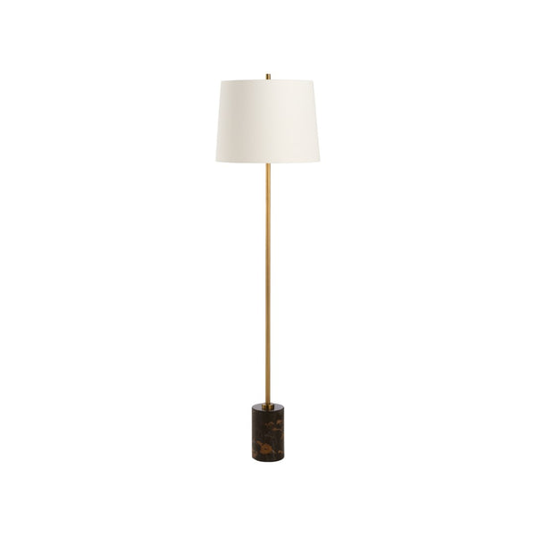 Chelsea House Lambeth Brown Marble Floor Lamp By Jamie Merida — Antique Brass Stem, Minimalist Design, Warm Glow 70314