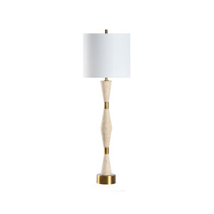 Chelsea House Metroline Travertine Lamp With Brass Accents — Slim 36" Sculptural Stone Table Light For Modern Spaces 70317