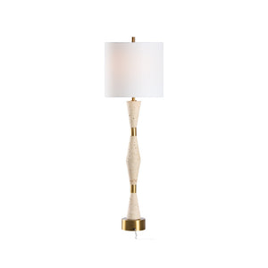 Chelsea House Metroline Travertine Lamp With Brass Accents — Slim 36" Sculptural Stone Table Light For Modern Spaces 70317
