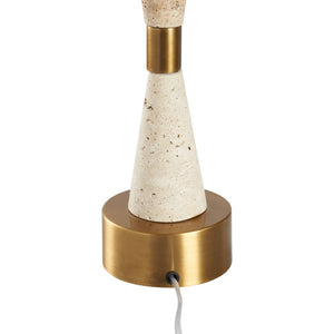 Chelsea House Metroline Travertine Lamp With Brass Accents — Slim 36" Sculptural Stone Table Light For Modern Spaces 70317