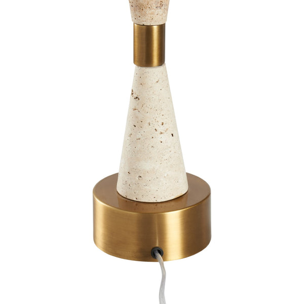 Chelsea House Metroline Travertine Lamp With Brass Accents — Slim 36" Sculptural Stone Table Light For Modern Spaces 70317