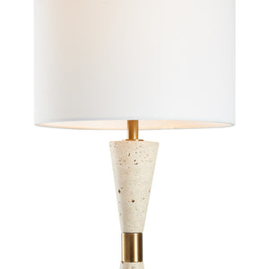 Chelsea House Metroline Travertine Lamp With Brass Accents — Slim 36" Sculptural Stone Table Light For Modern Spaces 70317