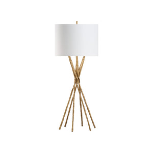 Chelsea House Luma Sculptural Table Lamp With Textured Brass Finish, 35" Ambient Accent Light For Modern Homes 70318