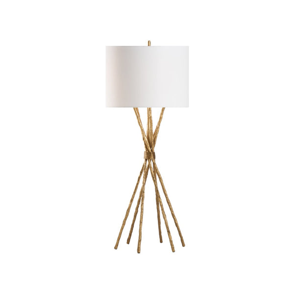 Chelsea House Luma Sculptural Table Lamp With Textured Brass Finish, 35" Ambient Accent Light For Modern Homes 70318