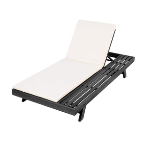 English Elm Lounge Chaise Outdoor Acacia Wood Slatted Frame with Water Resistant Cushion Resort Style Black,Cream N770P442B18C