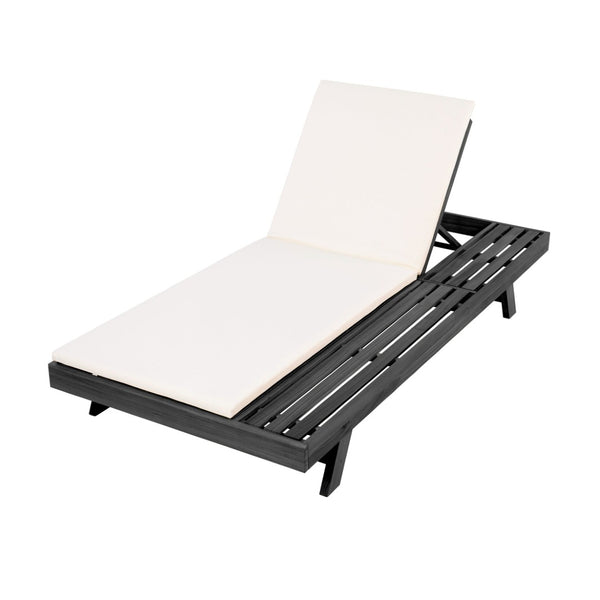 English Elm Lounge Chaise Outdoor Acacia Wood Slatted Frame with Water Resistant Cushion Resort Style Black,Cream N770P442B18C