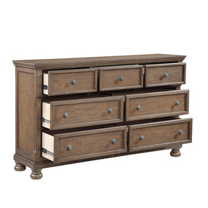 English Elm Transitional 7-Drawer Dresser with Felt Jewelry Tray, Dovetail Drawers & Pewter Knobs, Fully Assembled Antique brown 68 L x 21 W x 41.5 H B011P374531