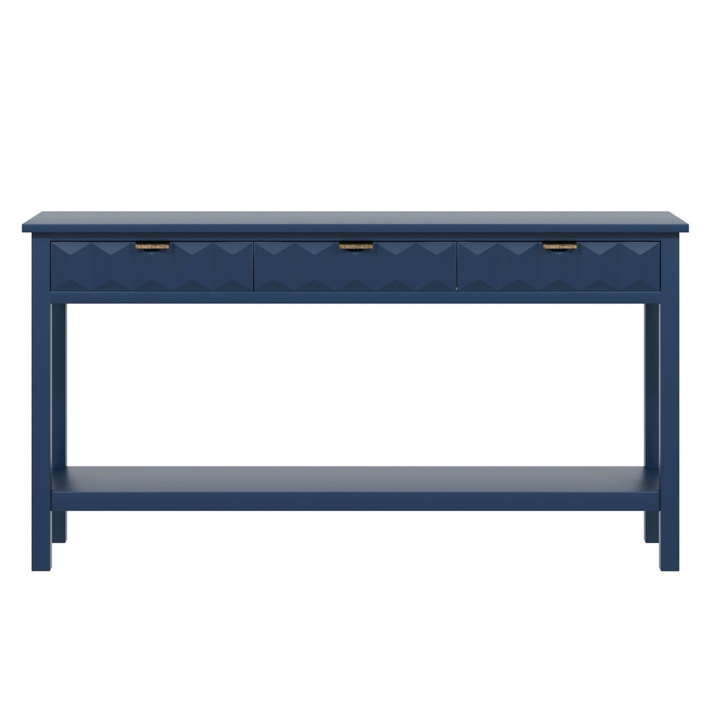 English Elm U_Style 60'' Modern Fir Veneer Console Table With Honeycomb Drawers, Versatile Entryway Focal Point N711P230811V-GIGA