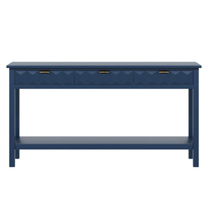 English Elm U_Style 60'' Modern Fir Veneer Console Table With Honeycomb Drawers, Versatile Entryway Focal Point N711P230811V-GIGA