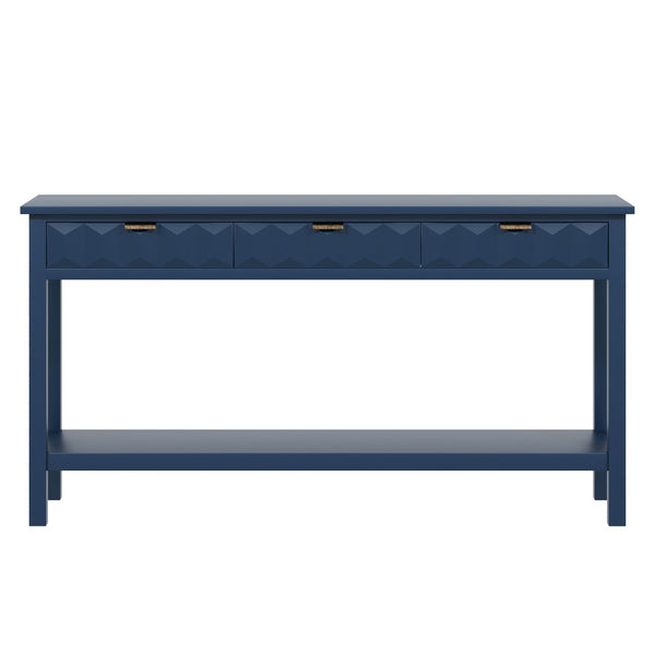 English Elm U_Style 60'' Modern Fir Veneer Console Table With Honeycomb Drawers, Versatile Entryway Focal Point N711P230811V-GIGA