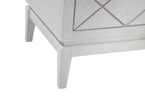 Basset Mirror Farrow Server: Elegant Four-door Storage With Adjustable Shelves, Soft-close Hinges & Chic Accents White Rubberwood,Oak Veneer 7032-dr-576