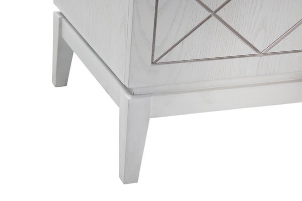 Basset Mirror Farrow Server: Elegant Four-door Storage With Adjustable Shelves, Soft-close Hinges & Chic Accents White Rubberwood,Oak Veneer 7032-dr-576