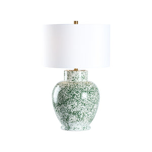 Chelsea House Spatter Ceramic Table Lamp In Green And White Spatter Glaze — 28.5" Curved Ambient Lighting Accent 70320
