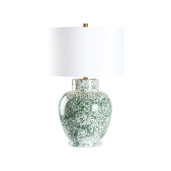 Chelsea House Spatter Ceramic Table Lamp In Green And White Spatter Glaze — 28.5" Curved Ambient Lighting Accent 70320