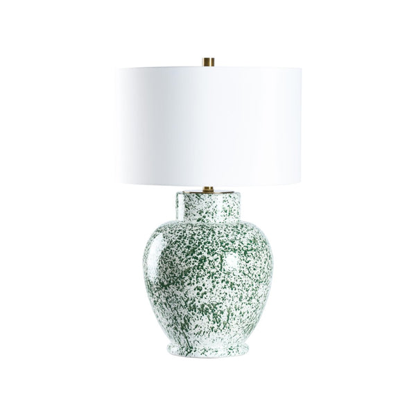 Chelsea House Spatter Ceramic Table Lamp In Green And White Spatter Glaze — 28.5" Curved Ambient Lighting Accent 70320