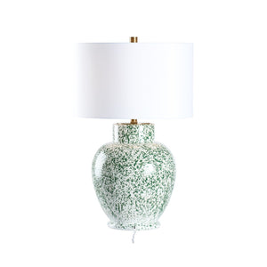 Chelsea House Spatter Ceramic Table Lamp In Green And White Spatter Glaze — 28.5" Curved Ambient Lighting Accent 70320