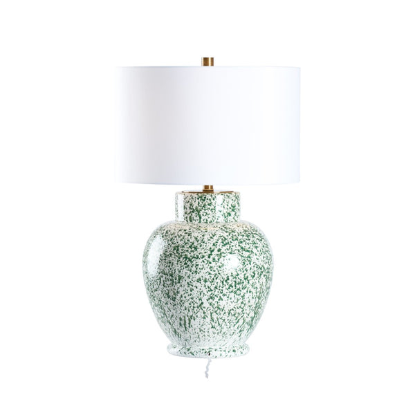 Chelsea House Spatter Ceramic Table Lamp In Green And White Spatter Glaze — 28.5" Curved Ambient Lighting Accent 70320