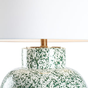 Chelsea House Spatter Ceramic Table Lamp In Green And White Spatter Glaze — 28.5" Curved Ambient Lighting Accent 70320