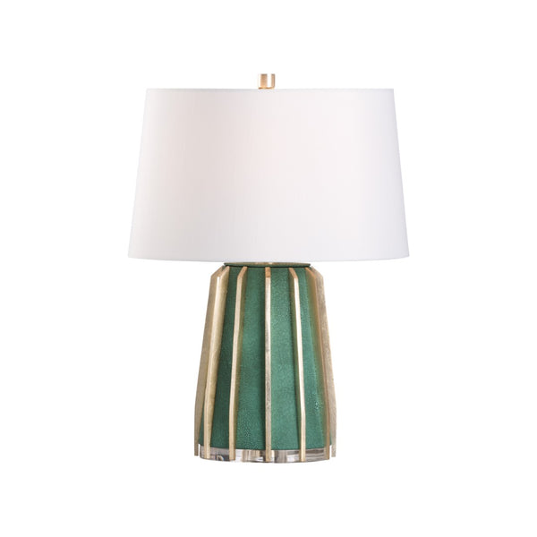 Chelsea House Shagreen Compact Green Lamp With Faux Shagreen Finish, Polished Metal Accents For Desks 70324