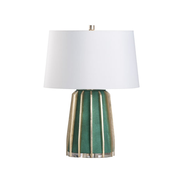 Chelsea House Shagreen Compact Green Lamp With Faux Shagreen Finish, Polished Metal Accents For Desks 70324