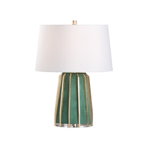 Chelsea House Shagreen Compact Green Lamp With Faux Shagreen Finish, Polished Metal Accents For Desks 70324