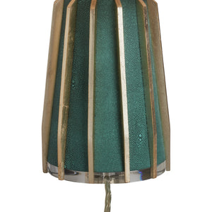 Chelsea House Shagreen Compact Green Lamp With Faux Shagreen Finish, Polished Metal Accents For Desks 70324
