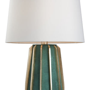Chelsea House Shagreen Compact Green Lamp With Faux Shagreen Finish, Polished Metal Accents For Desks 70324