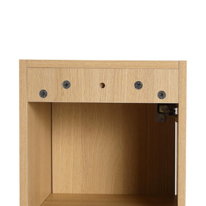 English Elm 12 Inch Oak Wall Mounted Bathroom Cabinet Soft Close Door Engineered Wood Storage W1972P457938