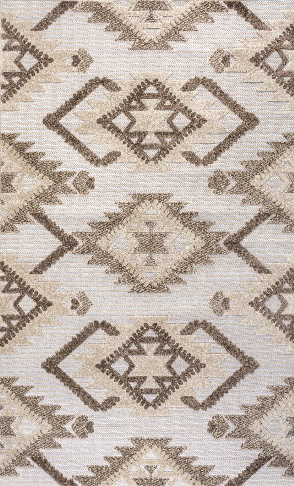 HomeRoots 5' Moroccan Brown and Ivory Area Rug - Indoor/Outdoor, Durable, Stylish Quatrefoil Design for Any Space 703330