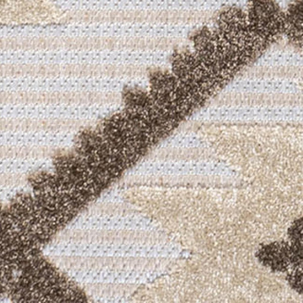 HomeRoots 8' X 10' Brown and Ivory Moroccan Area Rug - Durable Indoor/Outdoor Design with Elegant Quatrefoil Pattern 703331