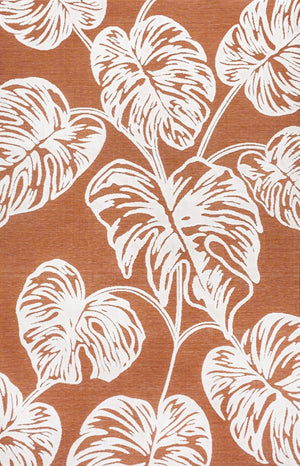 HomeRoots 5' X 8' Orange and Ivory Floral Area Rug - Stylish, Durable Indoor/Outdoor Design for Any Space 703335