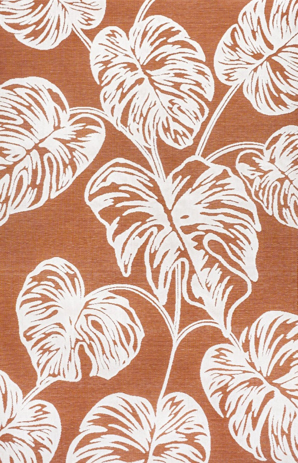 HomeRoots 8' X 10' Vibrant Orange and Ivory Floral Area Rug for Indoor and Outdoor Spaces - Easy Care, Stylish! 703336