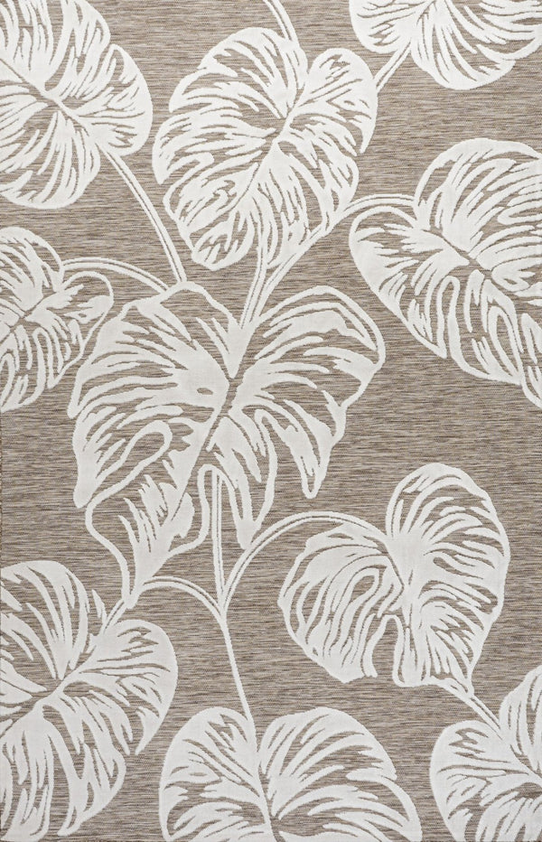 HomeRoots 5' Brown and Ivory Floral Area Rug – Elegant Indoor/Outdoor Design for Versatile Spaces, Easy Care 703340