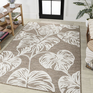 HomeRoots 8' X 10' Brown and Ivory Floral Area Rug – Elegant Indoor/Outdoor Design, Durable & Easy to Clean! 703341
