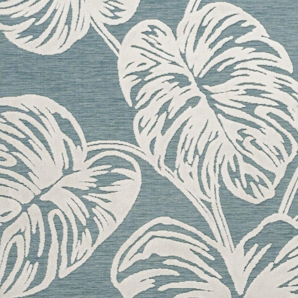 HomeRoots 5' Blue and Ivory Floral Area Rug - Elegant Indoor/Outdoor Design with High-Low Pile Texture 703345
