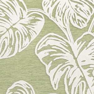 HomeRoots 5' Elegant Light Green & Ivory Floral Area Rug - Versatile Indoor/Outdoor Style for Any Space 703350