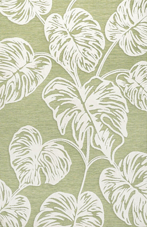 HomeRoots 5' Elegant Light Green & Ivory Floral Area Rug - Versatile Indoor/Outdoor Style for Any Space 703350