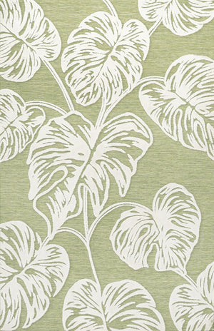 HomeRoots 8' X 10' Elegant Light Green and Ivory Floral Area Rug – Durable, Stylish, Indoor/Outdoor Versatility! 703351