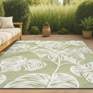 HomeRoots 8' X 10' Elegant Light Green and Ivory Floral Area Rug – Durable, Stylish, Indoor/Outdoor Versatility! 703351