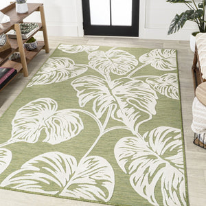 HomeRoots 8' X 10' Elegant Light Green and Ivory Floral Area Rug – Durable, Stylish, Indoor/Outdoor Versatility! 703351