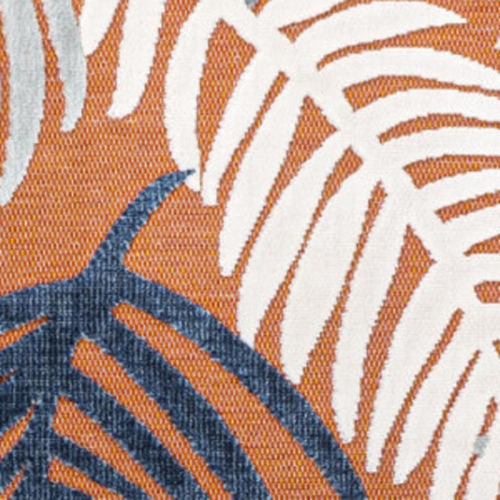 HomeRoots 5' Vibrant Orange, Navy Blue & Ivory Floral Area Rug for Indoor/Outdoor Use - Durable & Stylish Decor 703355