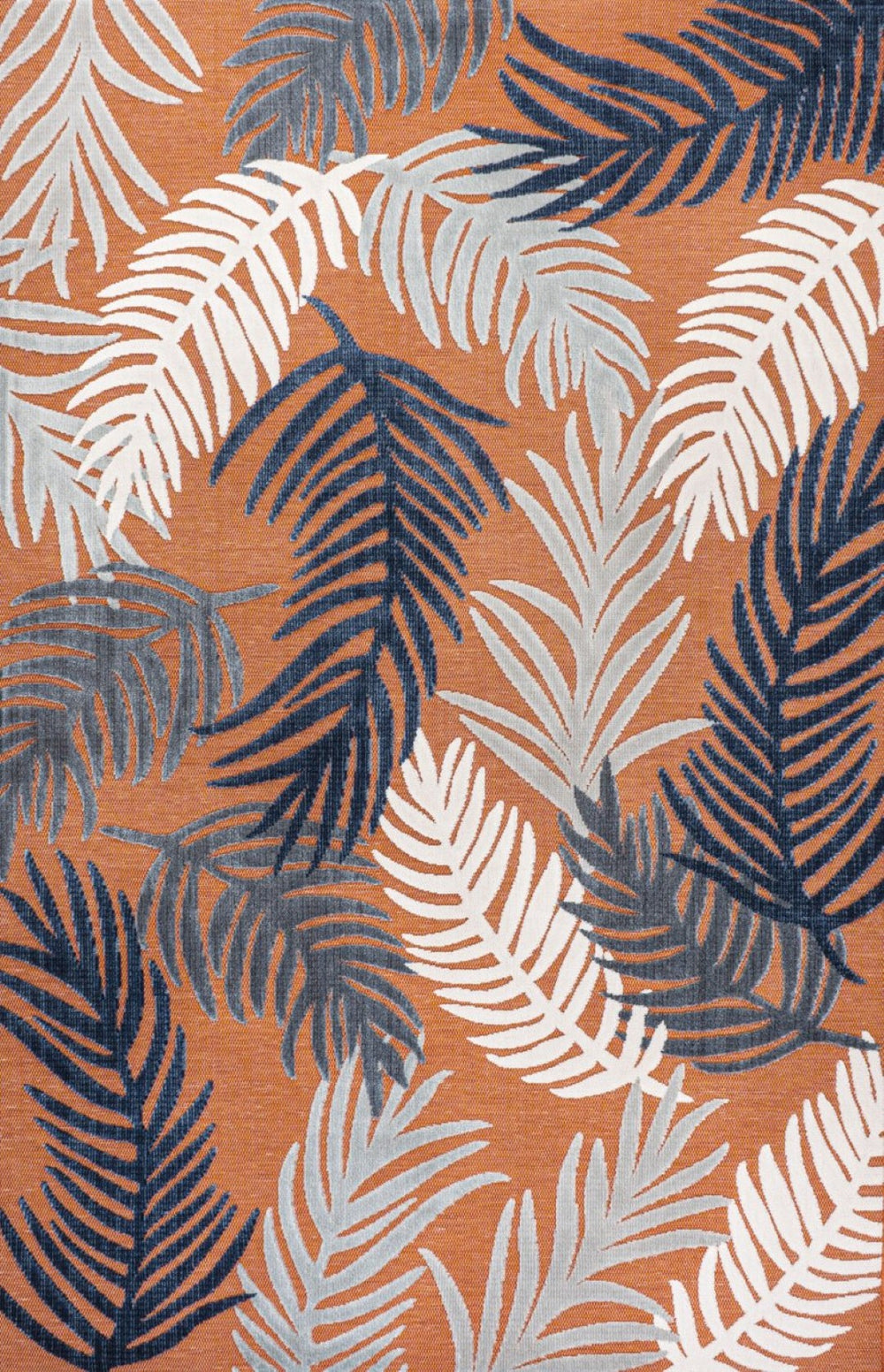 HomeRoots 8' Indoor/Outdoor Orange Navy Blue Ivory Floral Area Rug - Durable, Stylish, Easy to Maintain for Any Space 703356