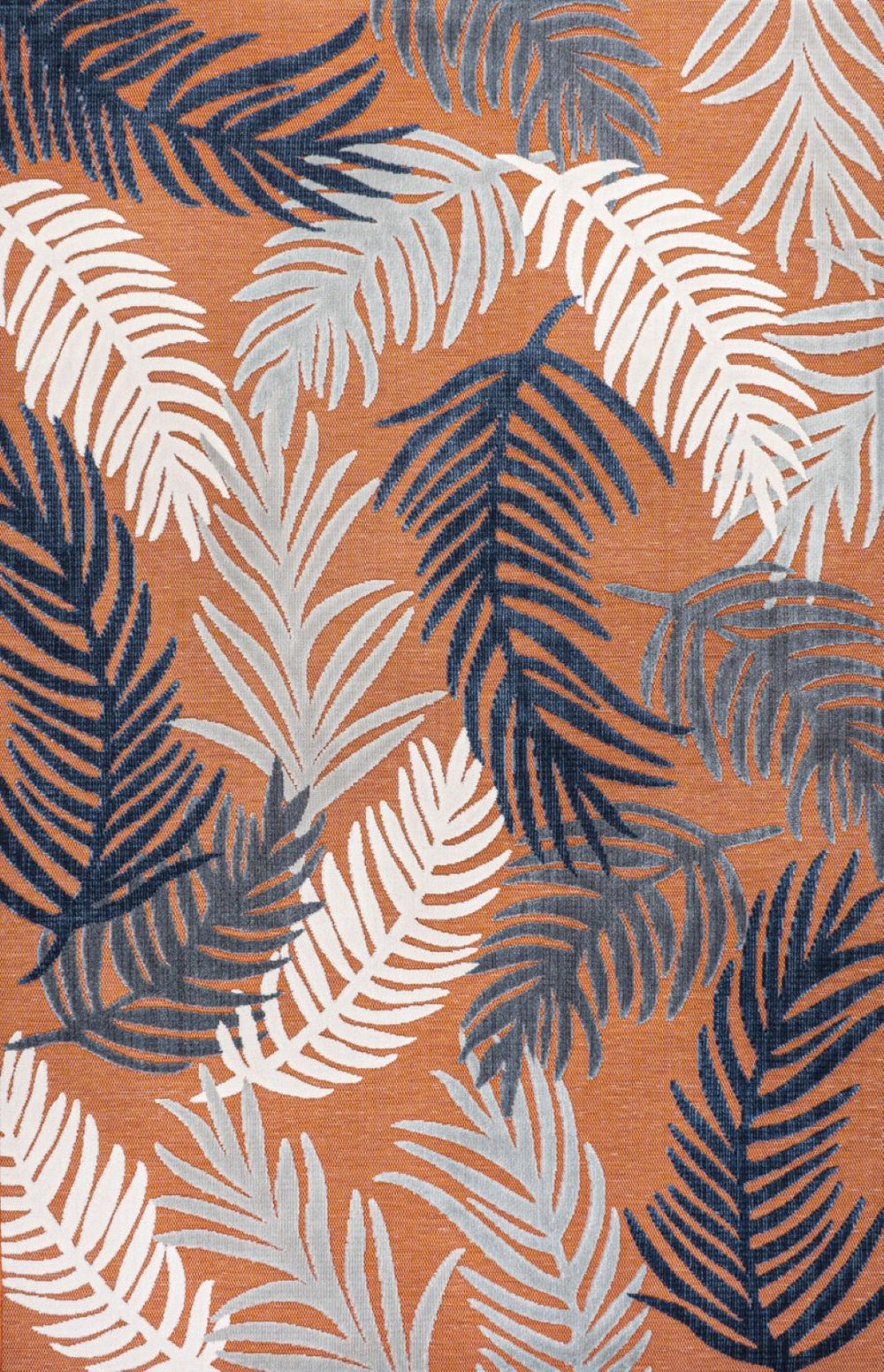 HomeRoots 8' Indoor/Outdoor Orange Navy Blue Ivory Floral Area Rug - Durable, Stylish, Easy to Maintain for Any Space 703356