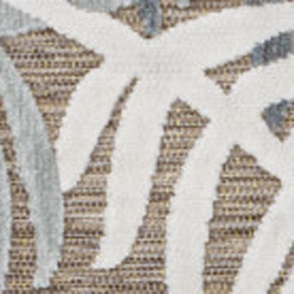 HomeRoots 5' Floral Indoor Outdoor Area Rug in Brown, Navy Blue & Ivory - Timeless Elegance for Any Space! 703360
